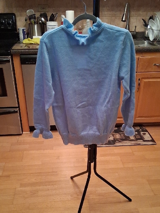 Source Unknown Light Blue Ruffle V-Neck Sweater - Picture 7 of 10